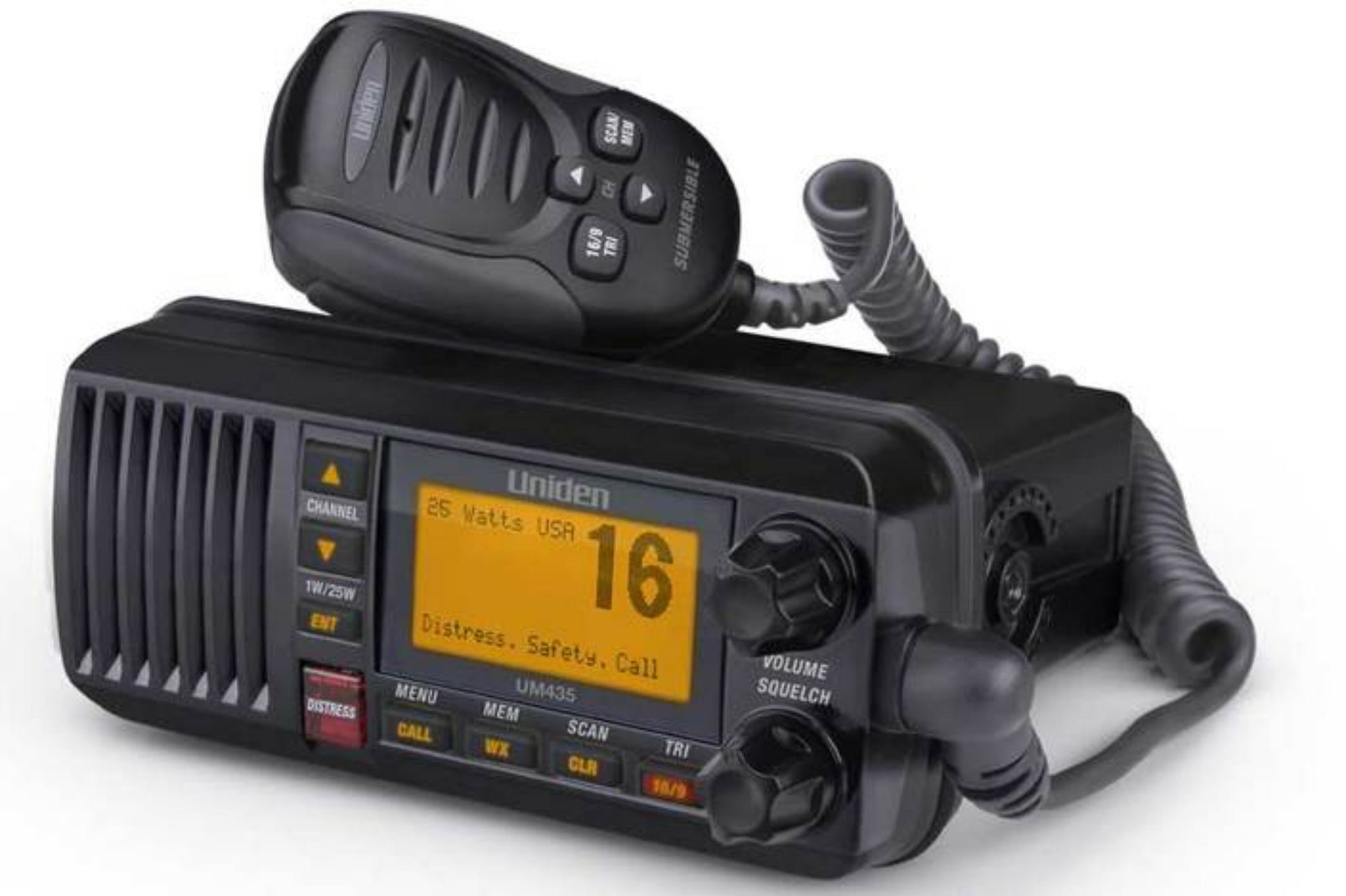2 25watt full featured fixed mount VHF black marine radio UM435BK marine radios uniden