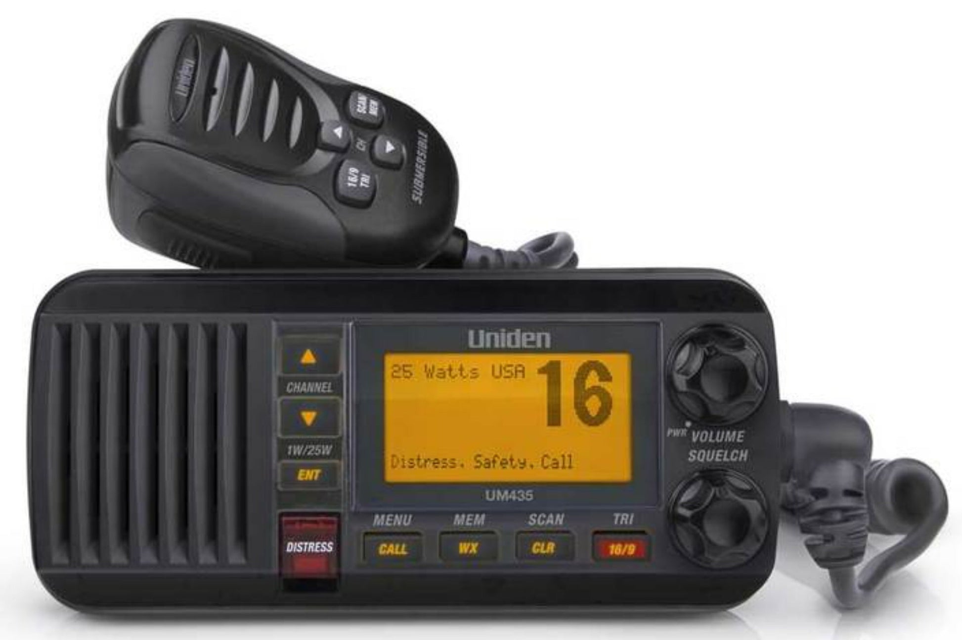 3 25watt full featured fixed mount VHF black marine radio UM435BK marine radios uniden