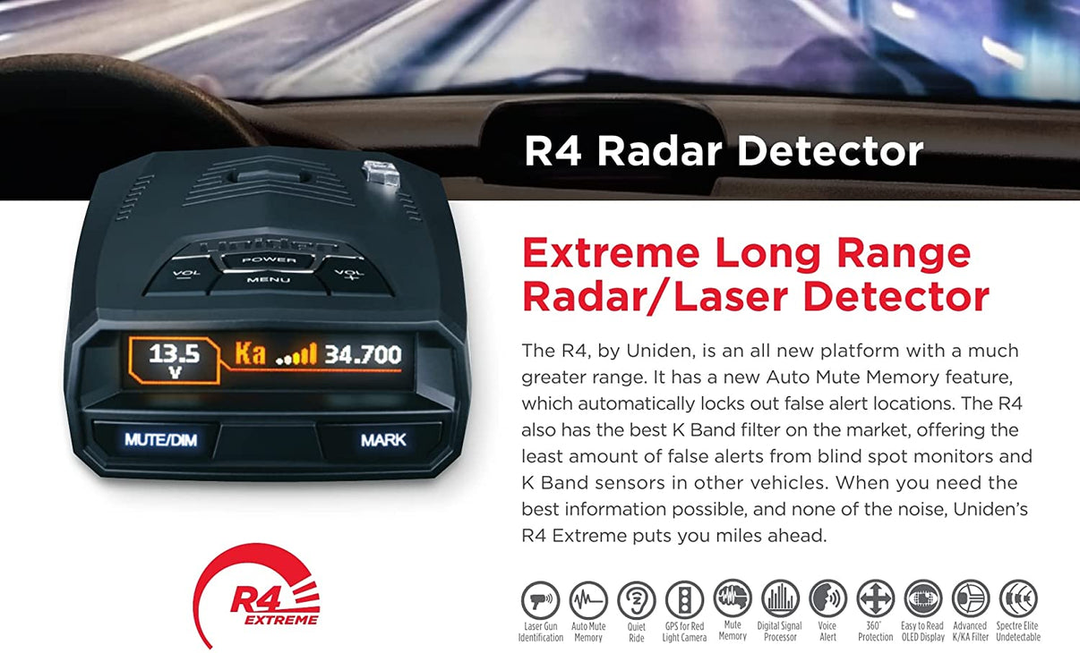Uniden R4 Extreme Long-Range Laser/Radar Detector – Uniden America ...