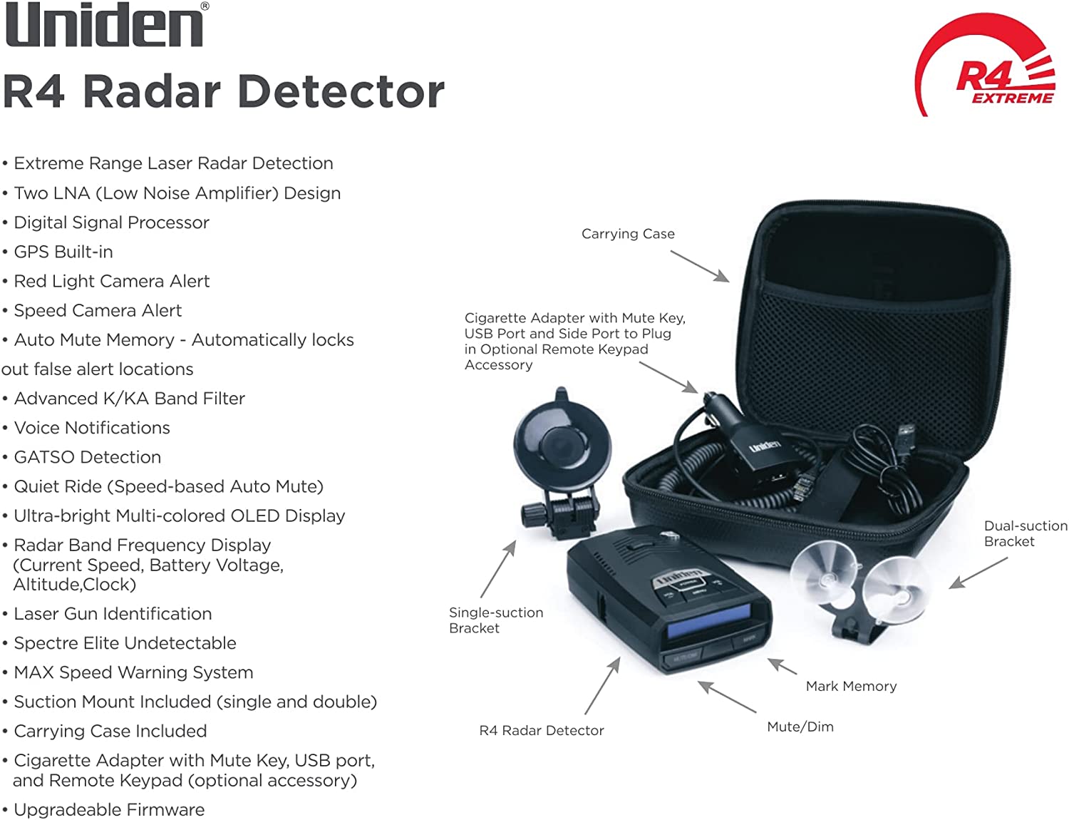 Uniden R4w Extreme Long-Range Laser/Radar Detector – Uniden America ...
