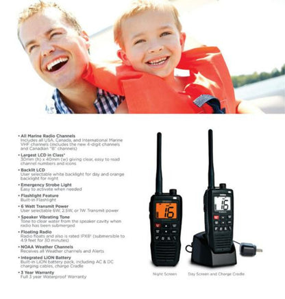 Handheld Two-Way Floating VHF Marine Radio Atlantis 275 Marine Radio Uniden