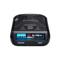 Uniden R3 radar detector front view showing active display screen