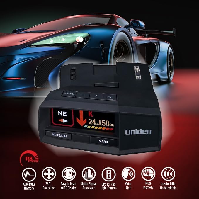 Uniden R8 Radar Detector — Extreme 360° Long-Range Protection – Uniden ...