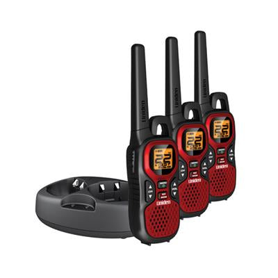 3 x 30-Mile GMRS Radios with Charging Cradle and NOAA Weather - Damaged Package