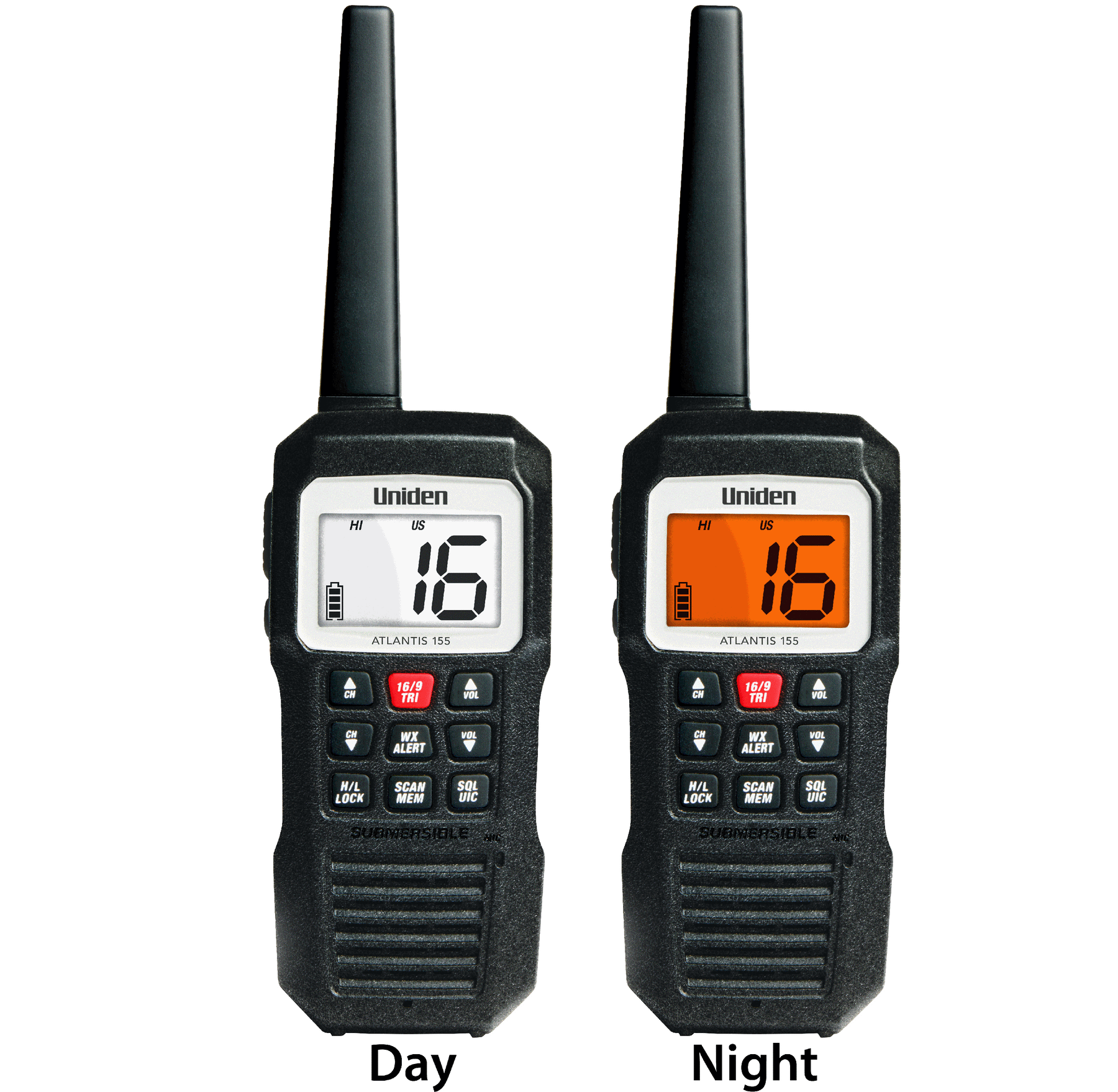 Atlantis 155 Handheld Two-Way VHF Floating Marine Radio — Uniden America  Corporation