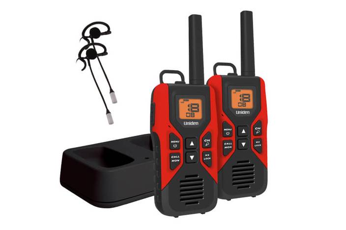 GMRS FRS two way radios charging cradle earbuds GMR3055-2CKHS walkie talkie uniden