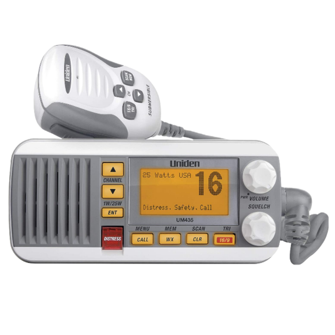 UM435 Fixed Mount VHF 25W Marine Radio (White) — Uniden America Corporation